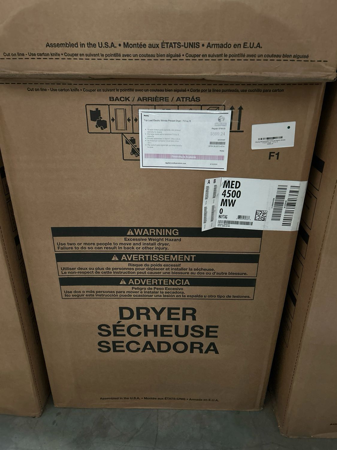 Maytag MED4500MW FrontLoad Electric Wrinkle Prevent Dryer - 7.0 cu. ft.