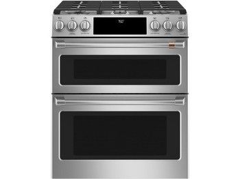 Café 30" Smart Slide-In, Front-Control, Gas Double-Oven Range with Convection
