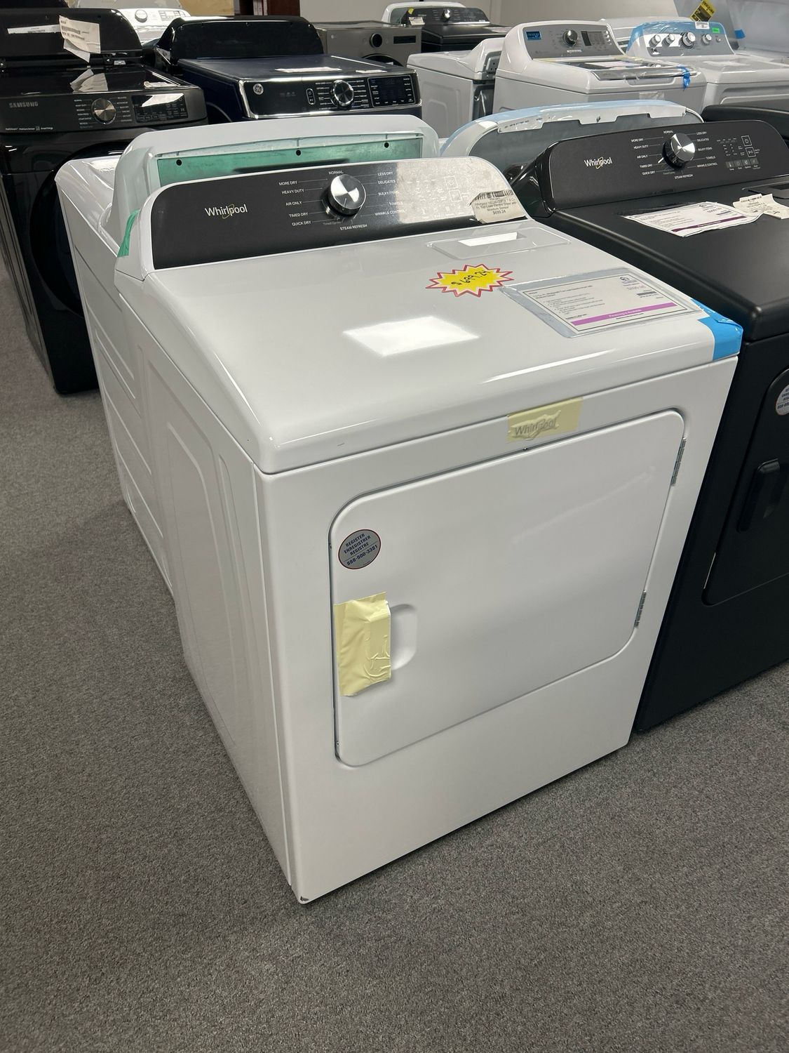 Whirlpool WED6150PW 7.0 Cu. Ft.  Top Load Electric Dryer with Moisture Sensor