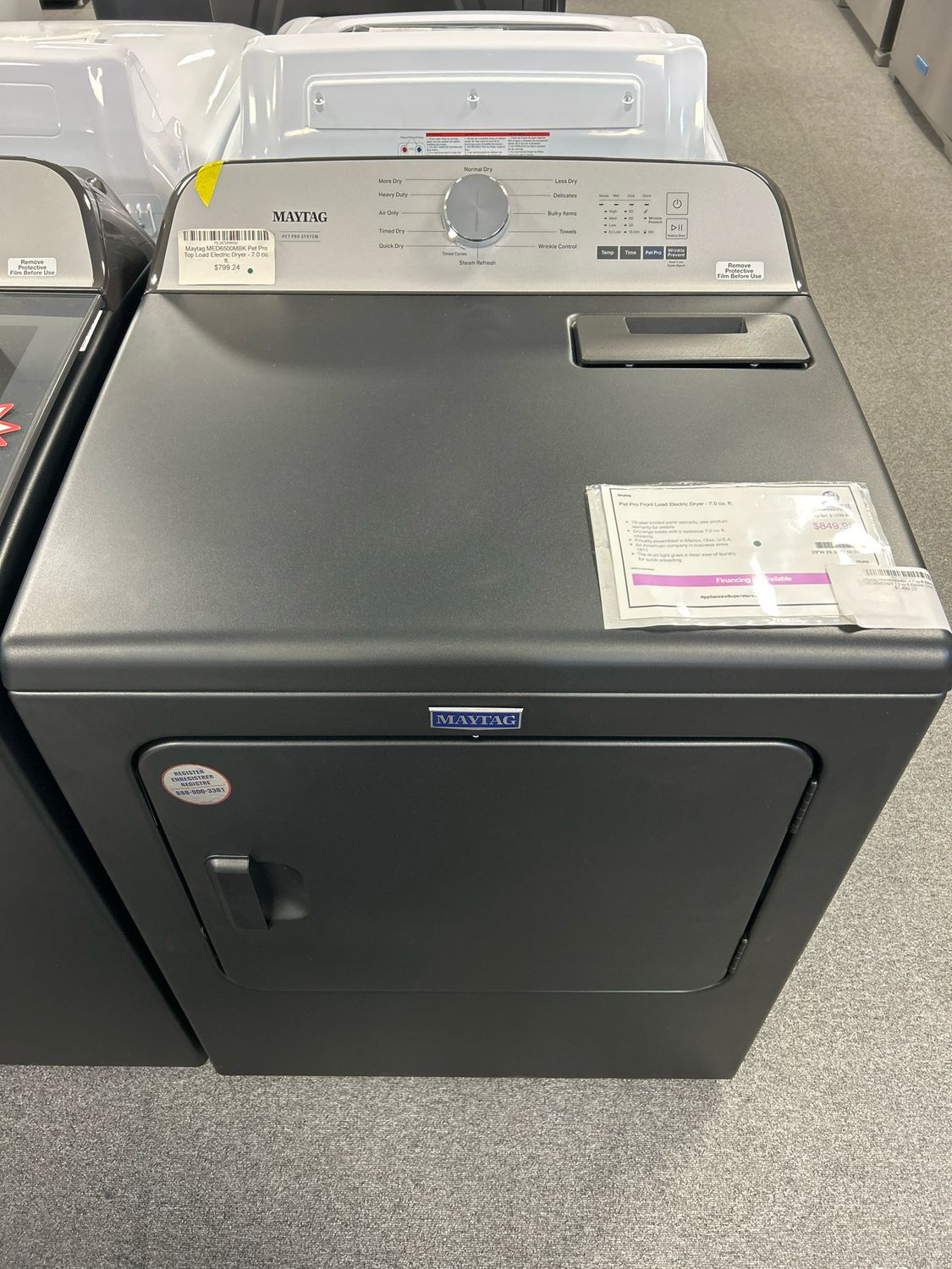 Maytag MED6500MBK Pet Pro Top Load Electric Dryer - 7.0 cu. ft.