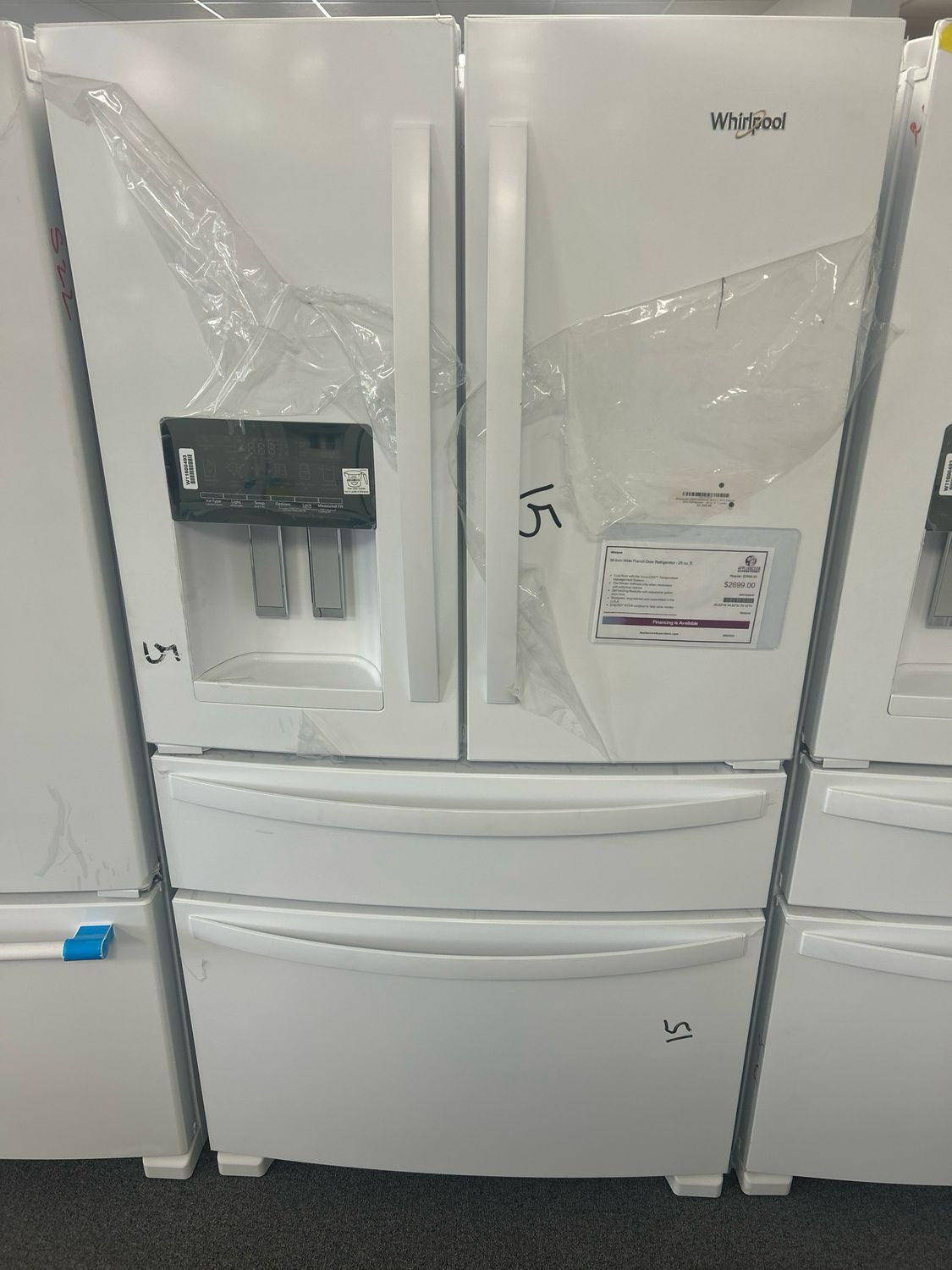 Whirlpool® WRX735SDHW 36-Inch Wide French Door Refrigerator - 25 cu. ft. 4 Doors