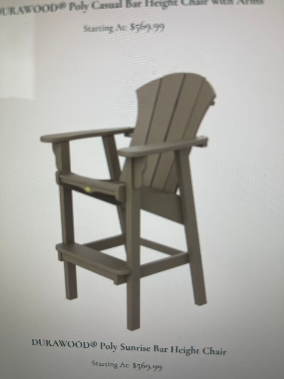 Durawood Poly Sunrise Bar Height Chairs
