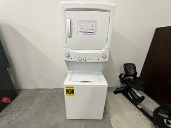 GE GUV27ESSMWWOB 3.8CF Top Load Washer, 5.9CF Electric Laundry Center, Long Vent (200ft)