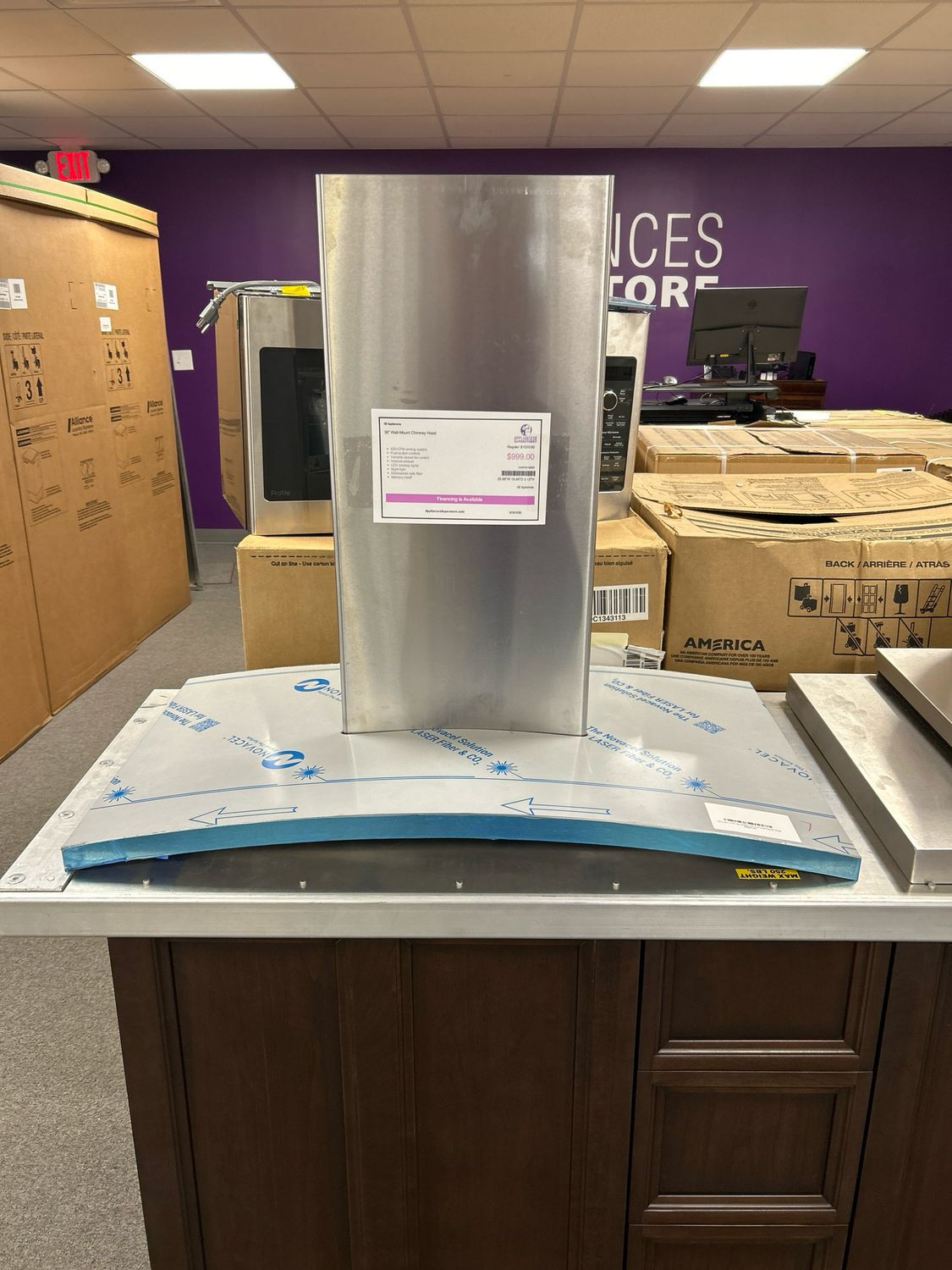 GE Cafe UVW7361SWSS  36" Inch Wall Range Hood