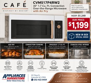 Café CVM517P4RW2 30" 1.7 Cu. Ft. Convection Over-the-Range Microwave with Air Fry – Matte White