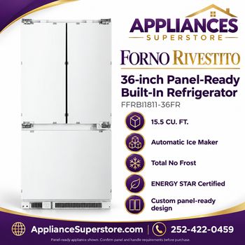 FORNO Rivestito 36-Inch Panel-Ready French Door Refrigerator – 15.5 Cu. Ft. | FFRBI1811-36FR