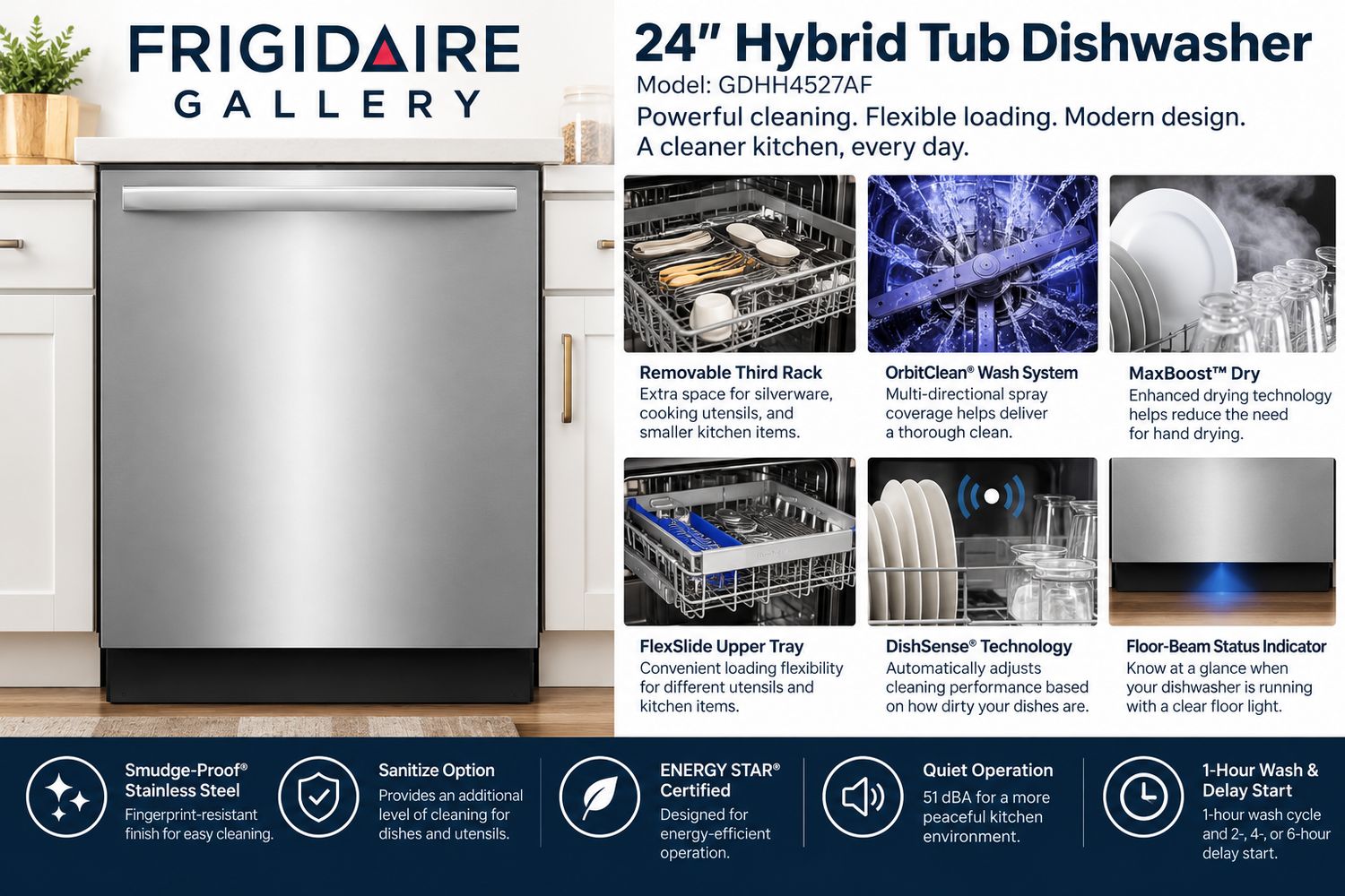 Frigidaire GDHH4527AF Dishwasher Stainless Steel