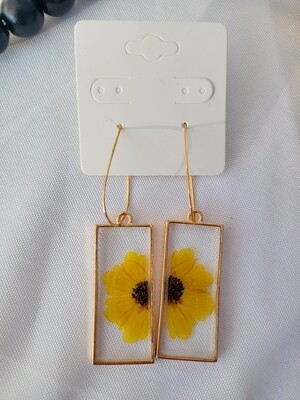 Yellow Pressed Flower Dangles