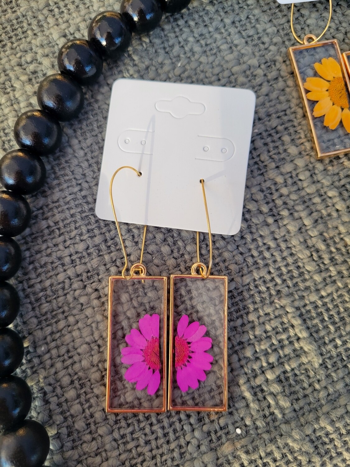 Pink Pressed Flower Dangle