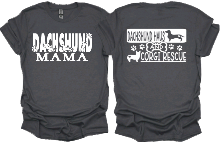 Dachshund Mama With DHACR Logo on back (Unisex Tshirt)