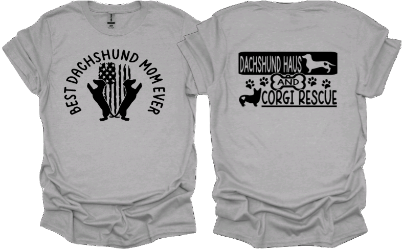 Best dachshund mom ever with DHACR logo on back