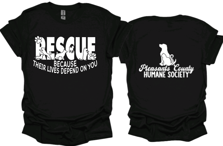 Rescue Because their lives depend on you unisex tshirt or crewneck sweatshirt with logo on back
