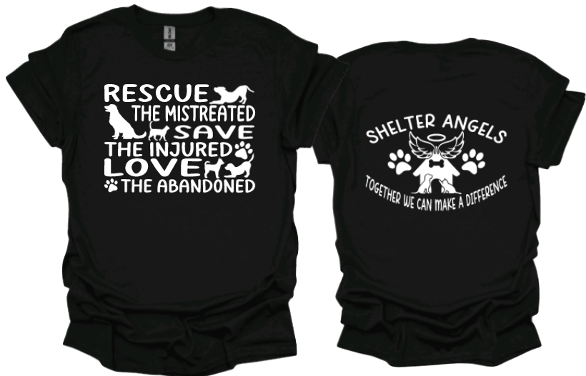 Rescue. Save. Love  Unisex tshirt or crewneck sweatshirt with option for logo on back