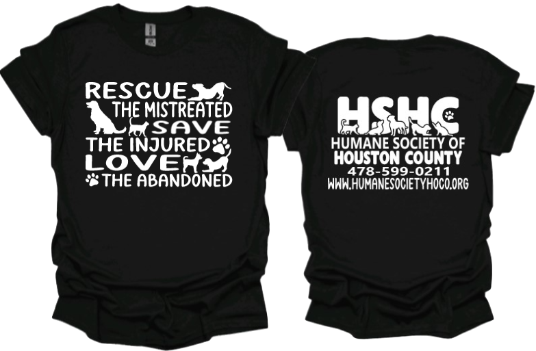 Rescue, Save, Love Unisex tshirt or crewneck sweatshirt with HSHC logo on back