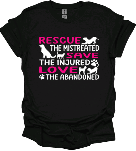 Rescue, Save, Love
Unisex tshirt or crewneck sweatshirt