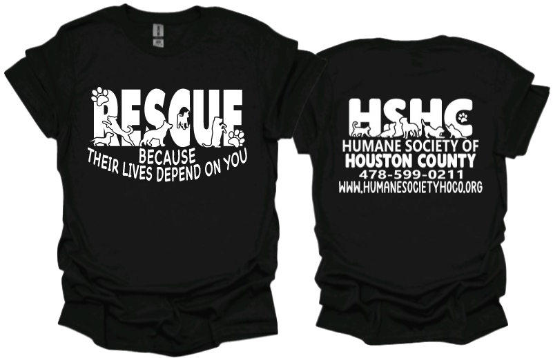 Rescue Because their lives depend on you Unisex tshirt or crewneck sweatshirt with HSHC logo on back