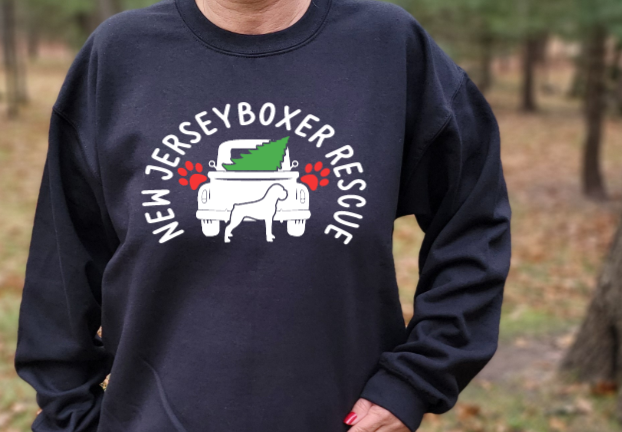 NJ Boxer Rescue Holiday Design Tshirt, Hoodie Or Crewneck Sweatshirt