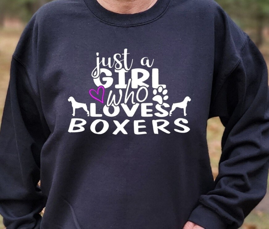 Just a girl who loves boxers with NJ Boxer Rescue on Back
Unisex Tshirt or Crewneck Sweatshirt