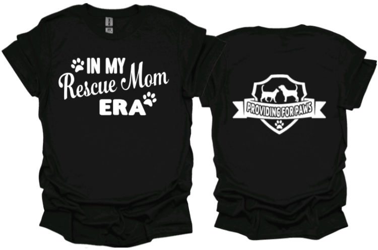 In my Rescue Mom Era Unisex Tshirt or crewneck sweatshirt with Logo on back