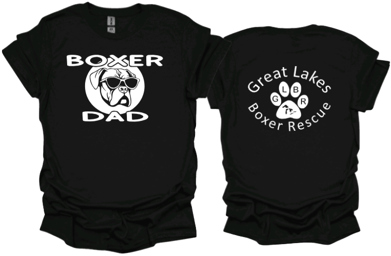 Boxer Dad with Great Lakes Boxer Rescue on Back