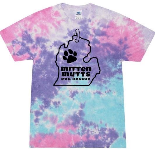 Mitten Mutts Dog Rescue Logo Unisex Tie Dye Tshirt