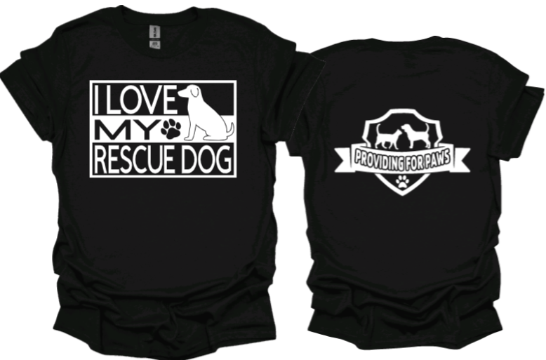I love my rescue dog/dogs Unisex Tshirt or crewneck sweatshirt with Logo on back