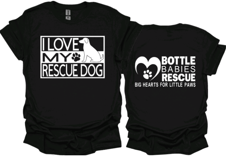 I love my rescue dog/dogs
Unisex Tshirt or crewneck sweatshirt with BBR Logo on Back