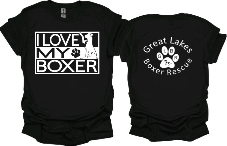 I love my Boxer / Boxers with Great Lakes Boxer Rescue on Back Unisex Tshirt or Crewneck Sweatshirt