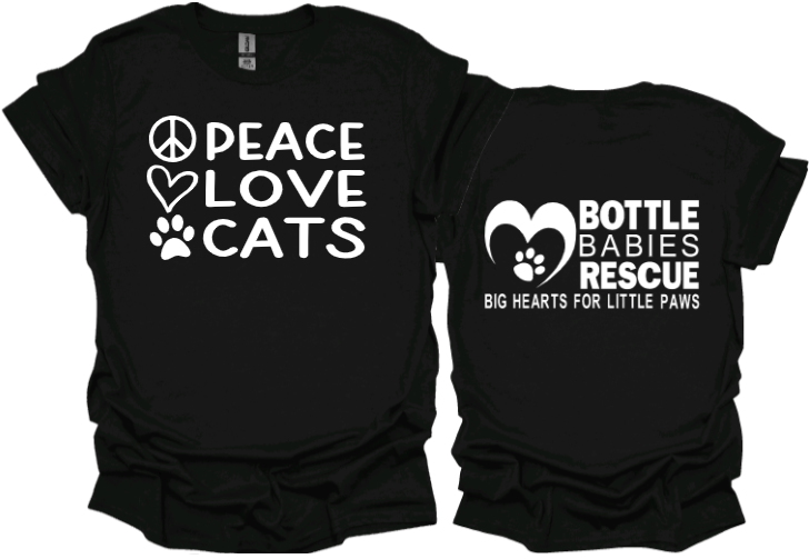 Peace Love Cats unisex tshirt or sweatshirt with BBR Logo on back