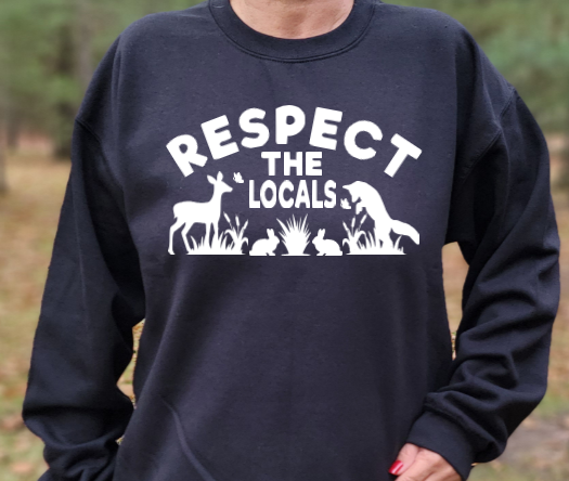 Respect the Locals with Nottingham Nature Nook logo on back Unisex Tshirt or Sweatshirt