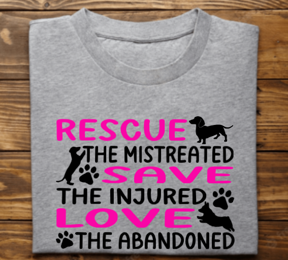 Rescue save love  Unisex Tshirt or Sweatshirt with DHACR logo on back