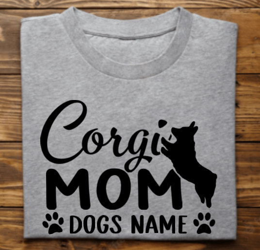 Corgi Mom with dogs name with DHACR logo on back