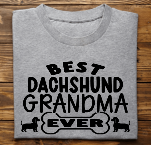 Best dachshund grandma ever with DHACR logo on back