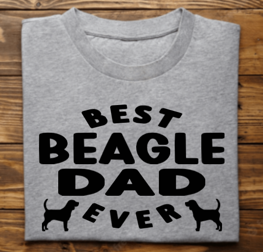 Best Beagle Dad Ever Unisex tshirt or crewneck sweatshirt with Bubbles the Blind Beagle logo on back