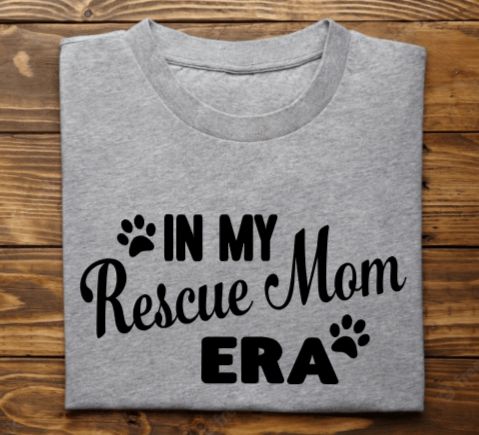 In my Rescue Mom Era Unisex tshirt or crewneck sweatshirt with option for ARAR Logo on back