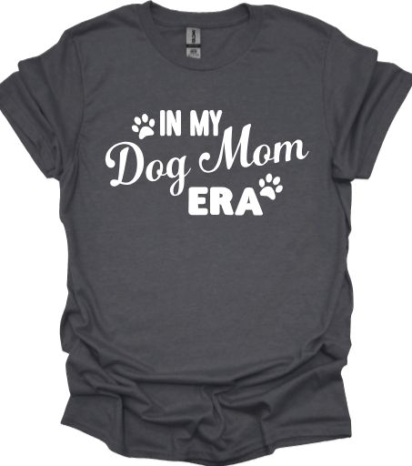 In my Dog Mom Era Unisex tshirt or crewneck sweatshirt with option for ARAR Logo on back
