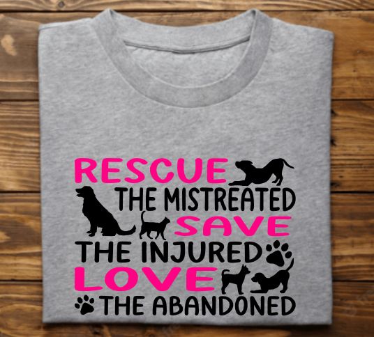 Rescue Save Love (Solid color or multi color) Unisex tshirt or crewneck sweatshirt with option for ARAR Logo on back