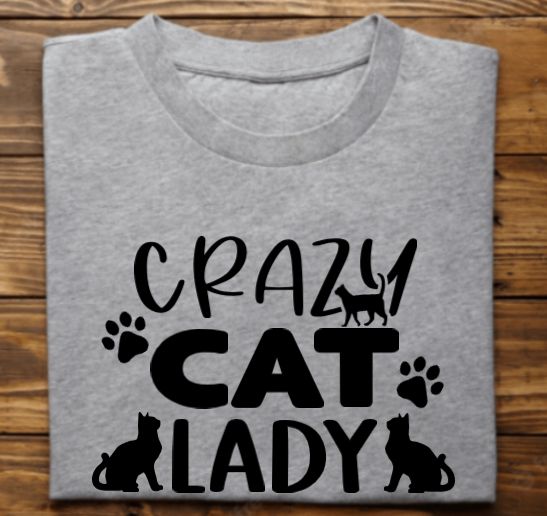 Crazy Cat Lady Unisex tshirt or crewneck sweatshirt with option for ARAR Logo on back