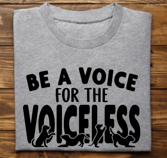Be a Voice for the Voiceless unisex tshirt or sweatshirt with misfit angels logo on back