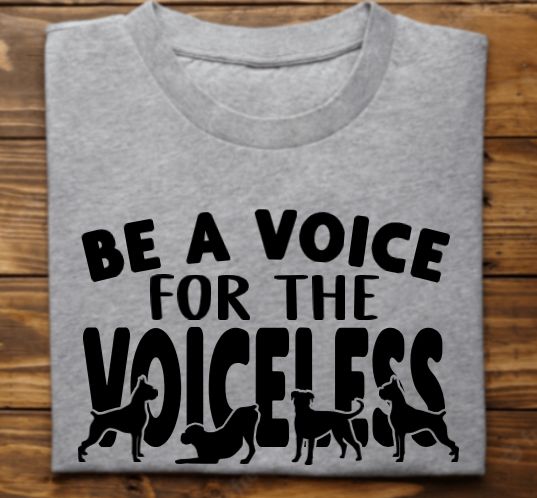 Be a Voice for the Voiceless (Boxer design) with Great Lakes Boxer Rescue on Back Unisex Tshirt or Crewneck Sweatshirt