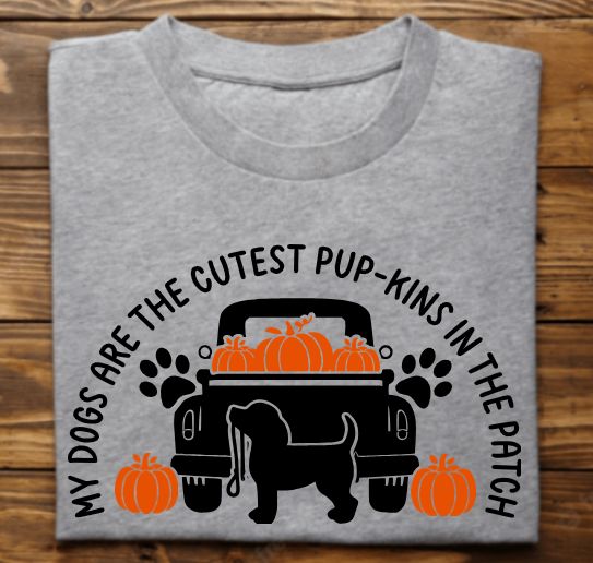 My dogs are the cutest pupkin in the patch Unisex tshirt or crewneck sweatshirt with option for rescues logo on back