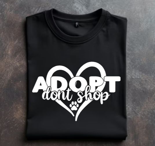 Dont Shop Adopt Unisex tshirt or crewneck sweatshirt with option for ARAR Logo on back