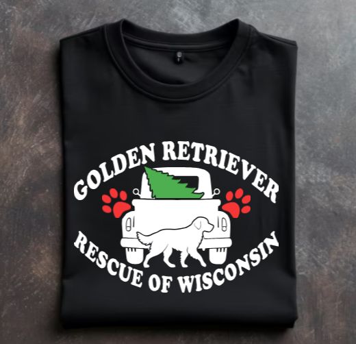 Golden Retriever Rescue of Wisconsin Holiday Logo Unisex tshirt, crewneck sweatshirt or hoodie
