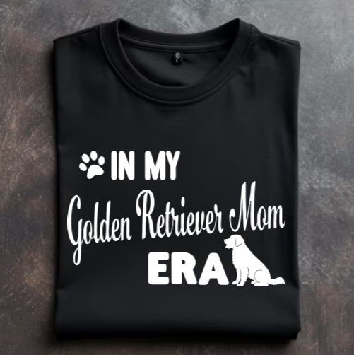 In my Golden Retriever Mom Era Unisex Tshirt or Sweatshirt with option for GRRoW Logo on back