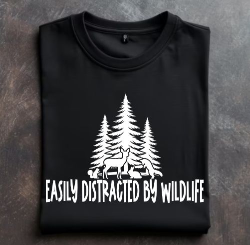 Easily Distracted by Wildlife with Nottingham Nature Nook logo on back Unisex Tshirt or Sweatshirt