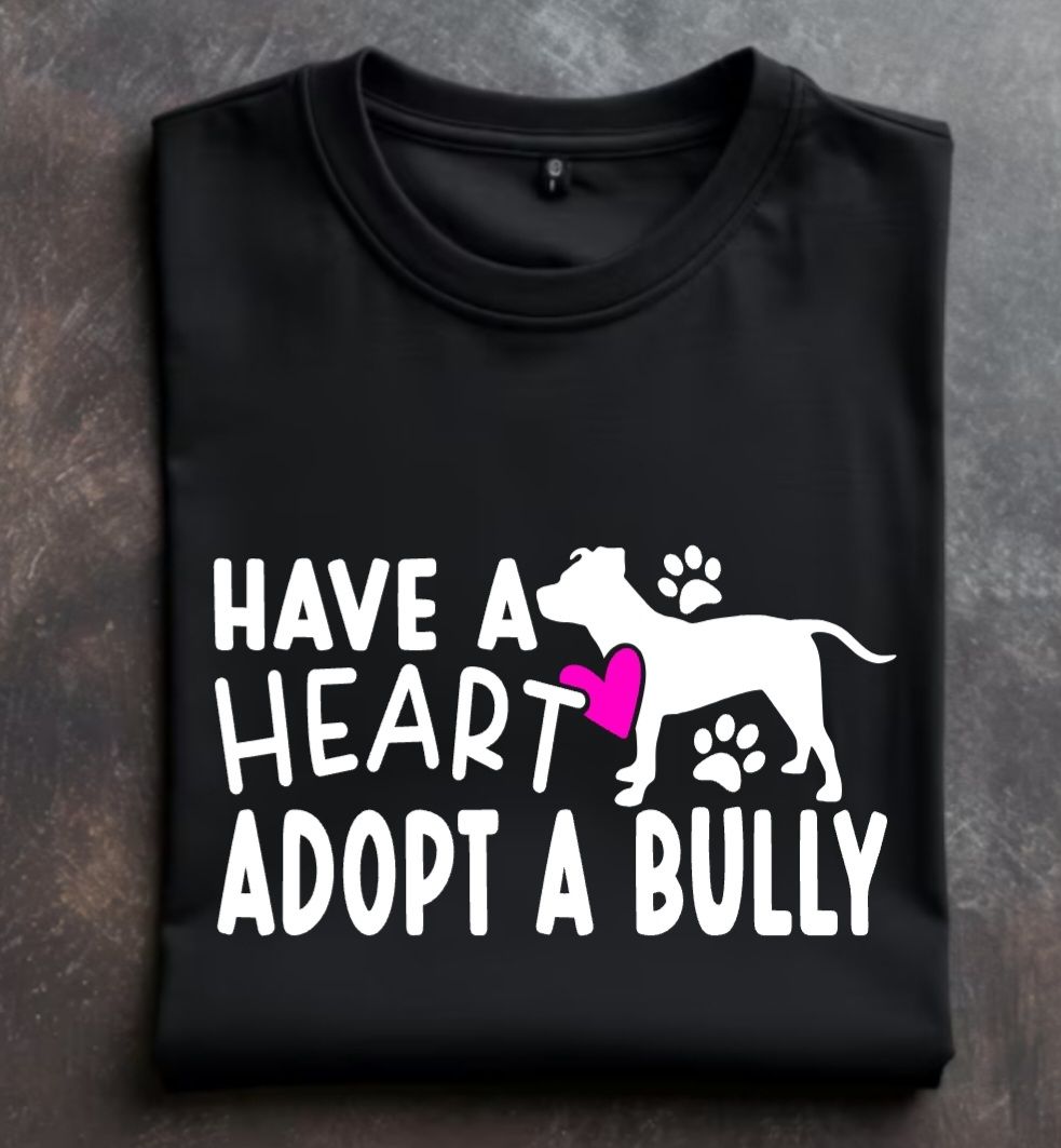 Have a Heart Adopt a Bully Unisex tshirt or crewneck sweatshirt with option for Great Lakes Bully Brigade Logo on back