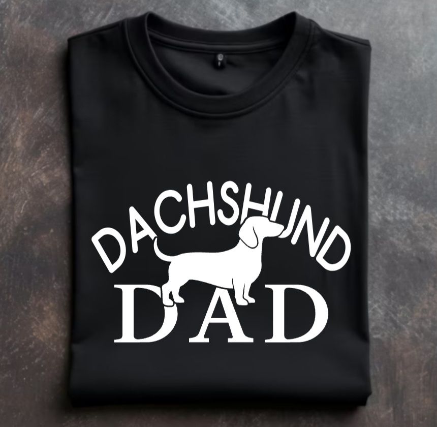 Dachshund Dad Unisex tshirt or crewneck sweatshirt with option for DHR logo on back