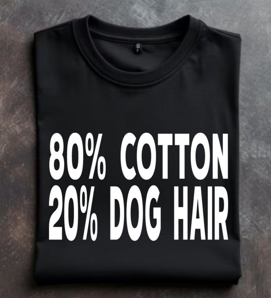 80% cotton 20% dog hair Unisex tshirt or crewneck sweatshirt with option for rescues logo on back