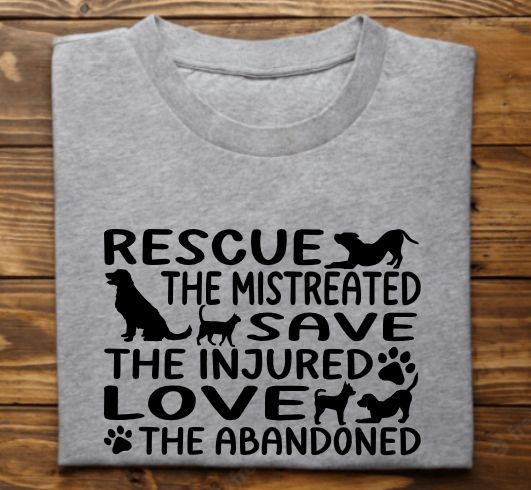 Rescue Save Love Unisex tshirt or crewneck sweatshirt with option for rescues Logo on back