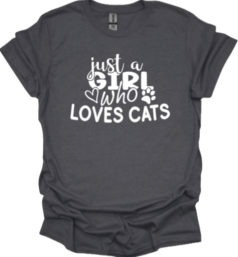 Just a Girl who loves Cats Unisex tshirt or crewneck sweatshirt with option for rescues Logo on back